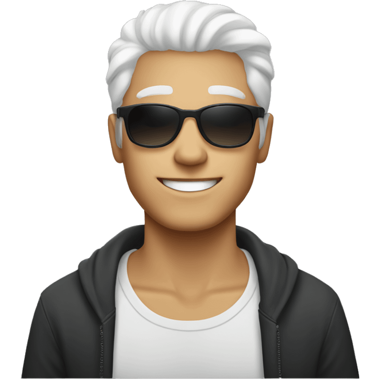 20 yea old looking guy with white hair and round sunglasses emoji