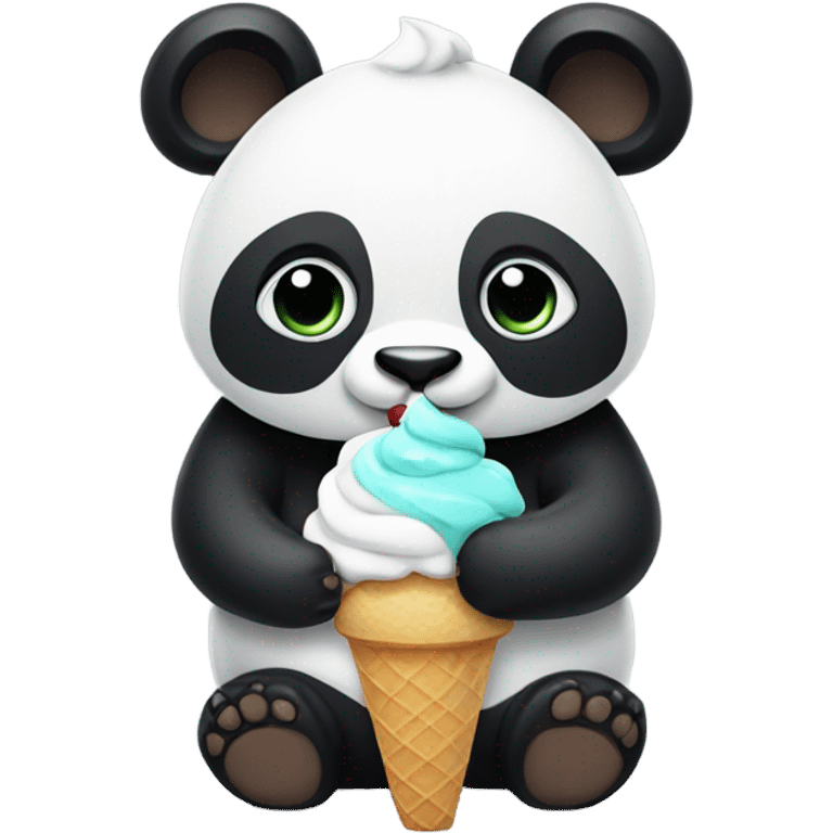 Panda eating ice cream emoji