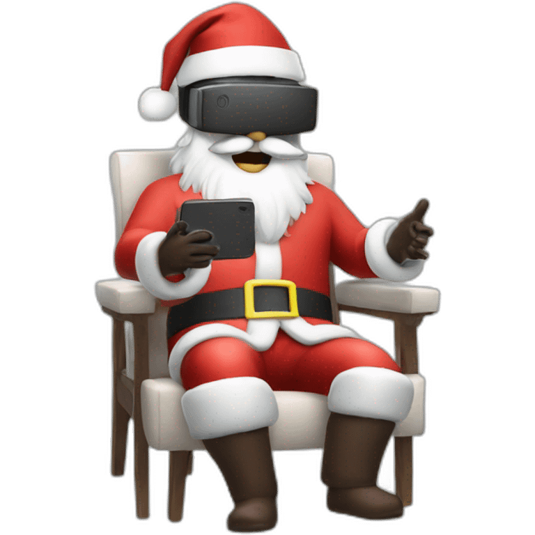 Santa in vr headset on chair emoji