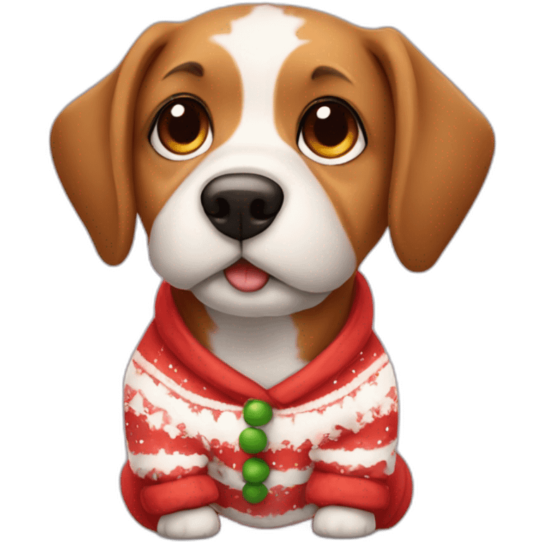 sweet dog in christmas pyjama emoji