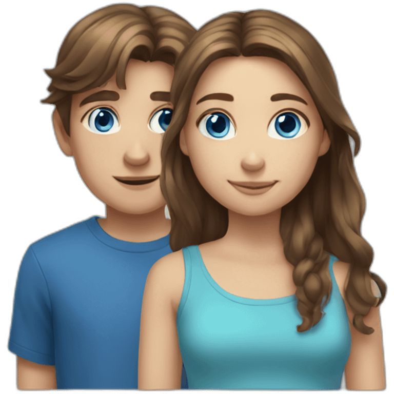 brother and sister teenagers brown hair blue eyes emoji