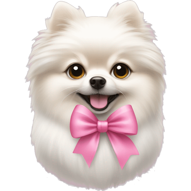 White Pomeranian with a pink bow  emoji