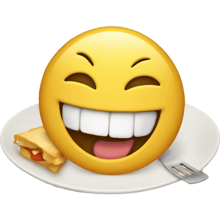 Face laughing while eating food emoji