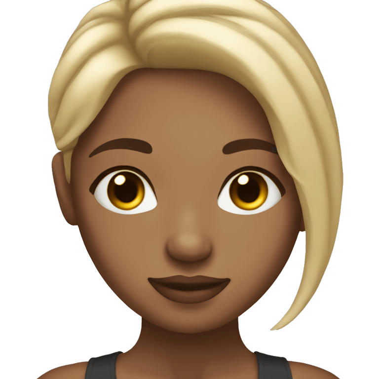 A brown eyed girl with lashes and blonde hair that has highlights  emoji