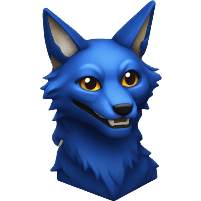 dark blue kitsune head in the shape of a cube emoji