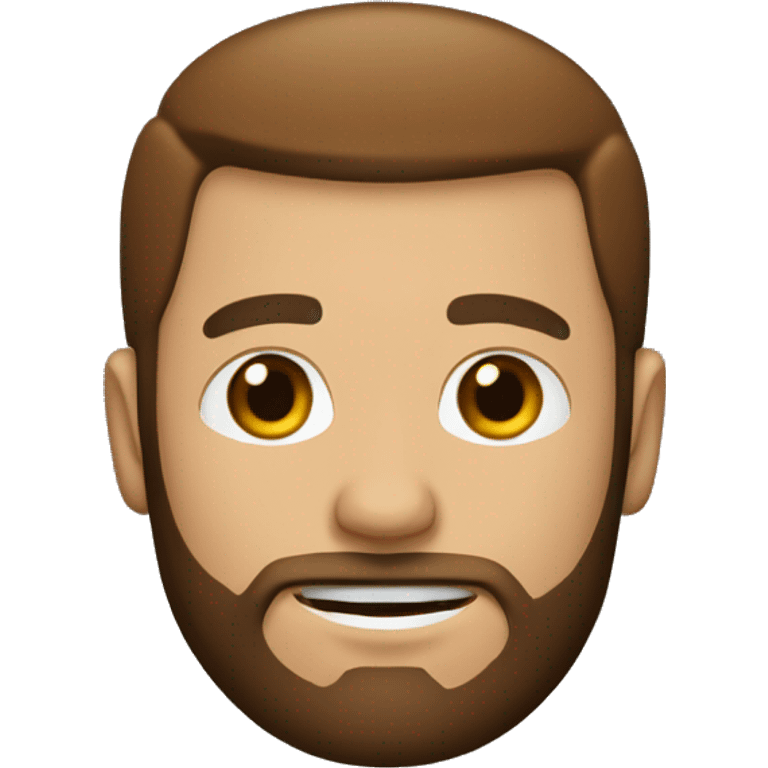 White man with beard, without mustache, hair color brown, hairstyle - straight hair combed to the right, black and red background emoji