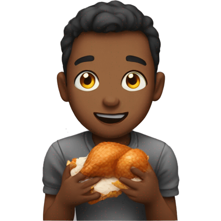 Dark mqn eating chicken emoji