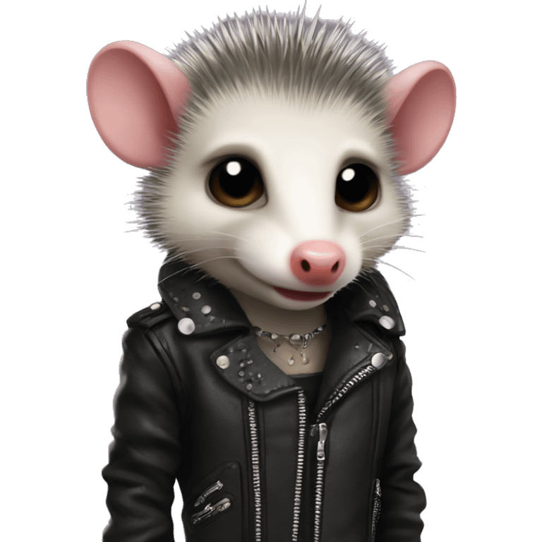 Punk opossum in a leather spiked jacket emoji