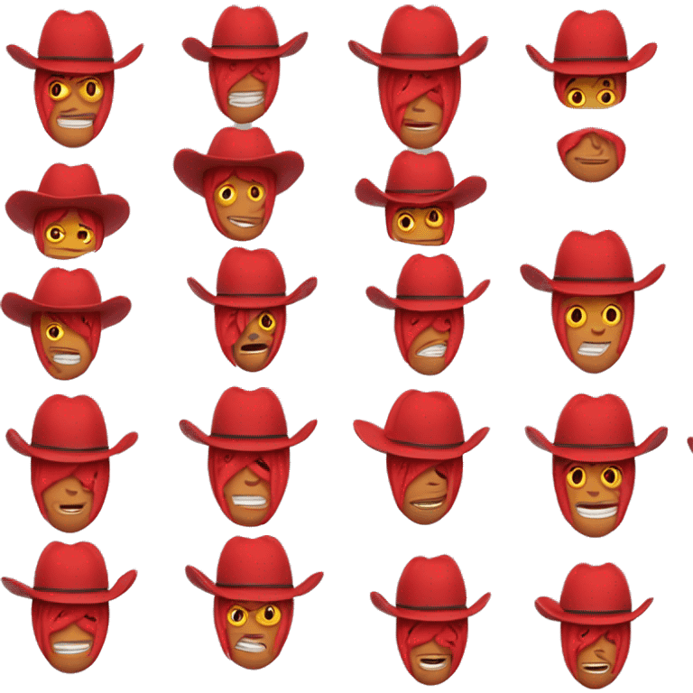 red ski mask with red cowboy hat happy emoji