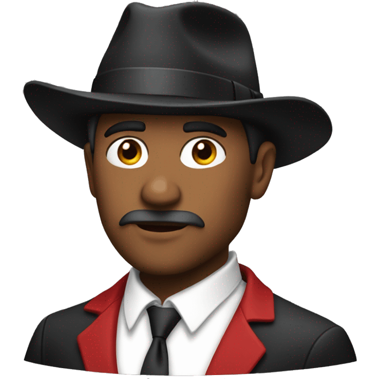 A man with a black hat and a red mustang  emoji