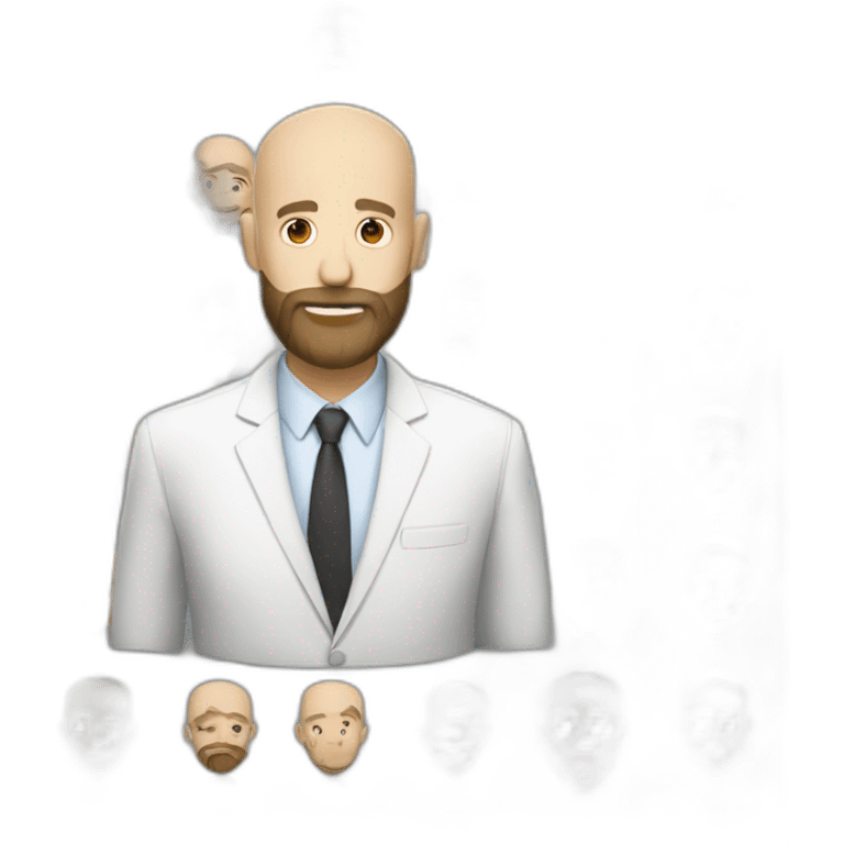 white bald man with suit and huge beard emoji