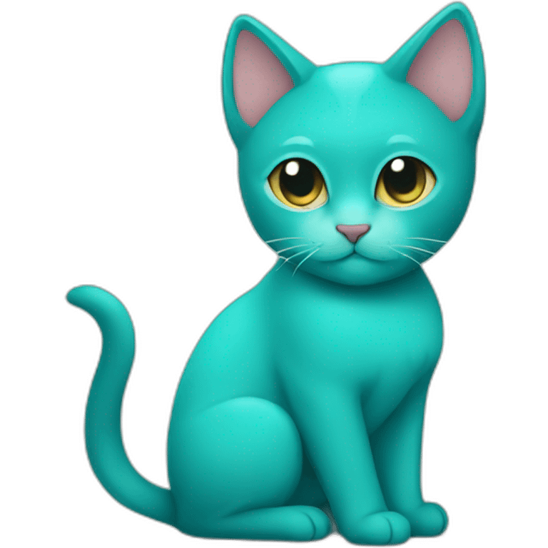 Turquoise cat love emoji