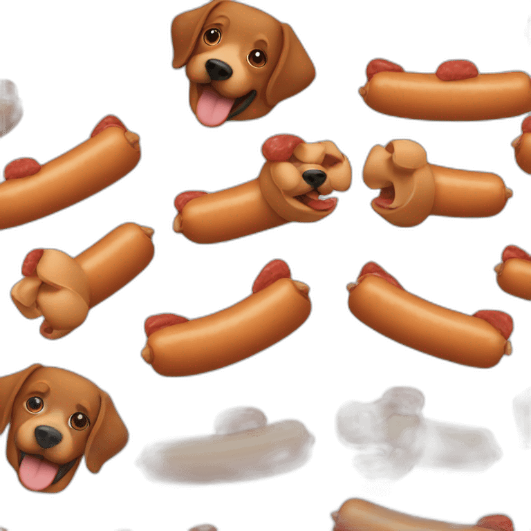 Dogs eat sausage emoji