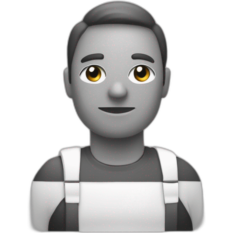 genera un emoji en blanco y negro sobre una persona cansada de trabajar emoji