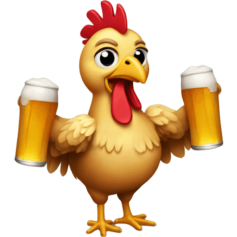 Chicken holding a beer emoji