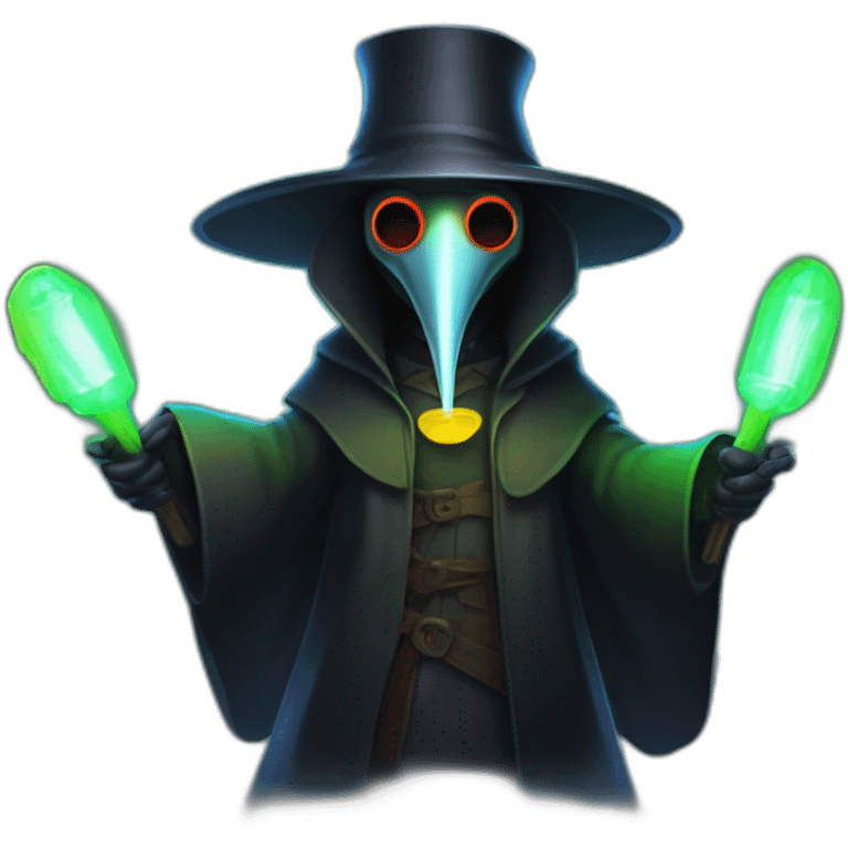 hype plague doctor with glow sticks in hands emoji