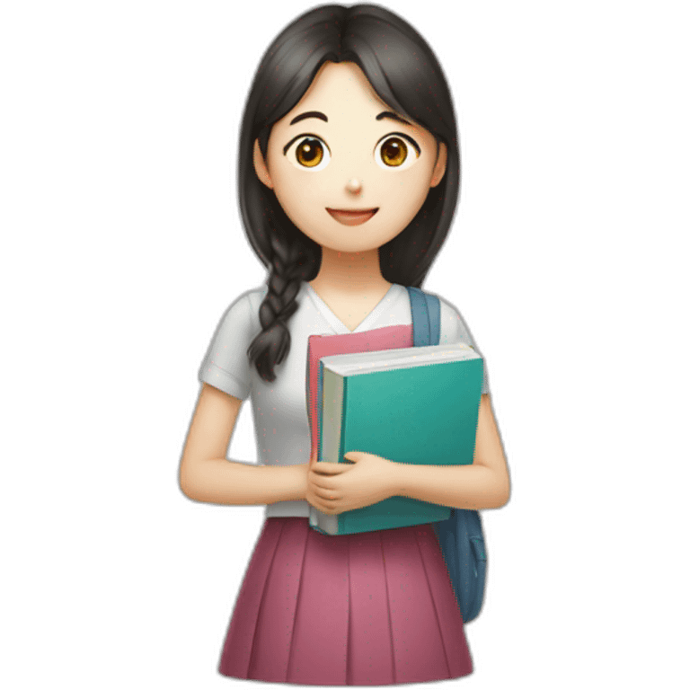 korean girl with textbooks emoji