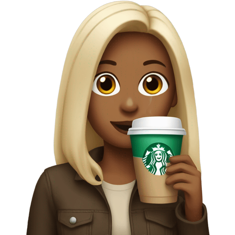 Girl drinking starbucks emoji