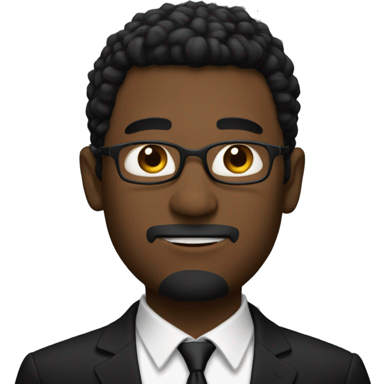 Black circle with a man with a black suit on, with a black top hap emoji