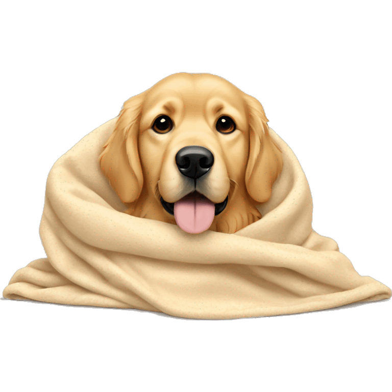 golden retriever full coverage in beige blanket emoji