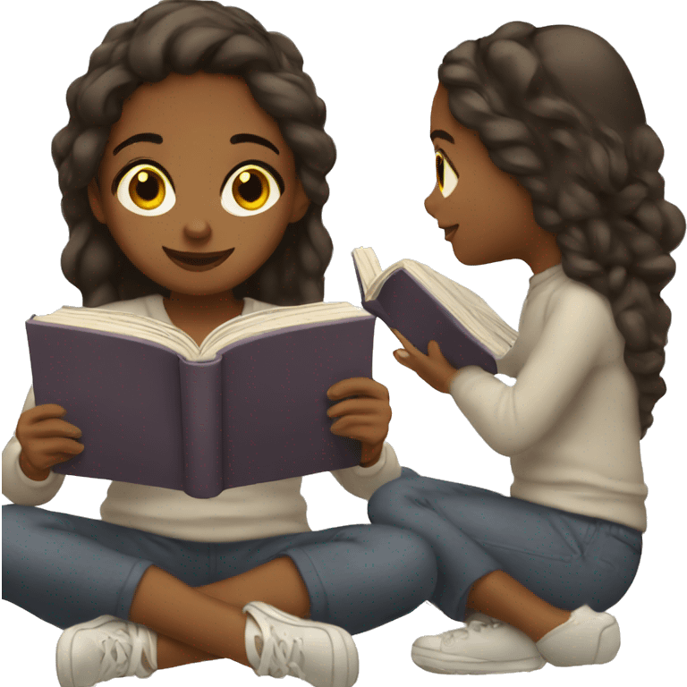 brown girl reading a book emoji