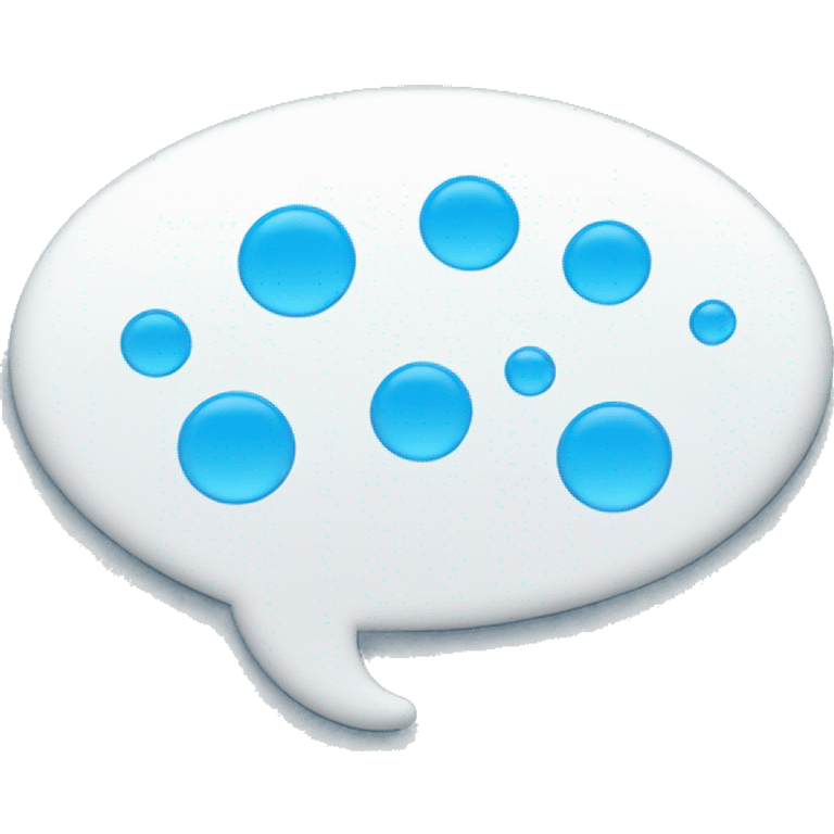 A white speech bubble icon with three small blue dots aligned horizontally in the center, representing a messaging or chat symbol emoji