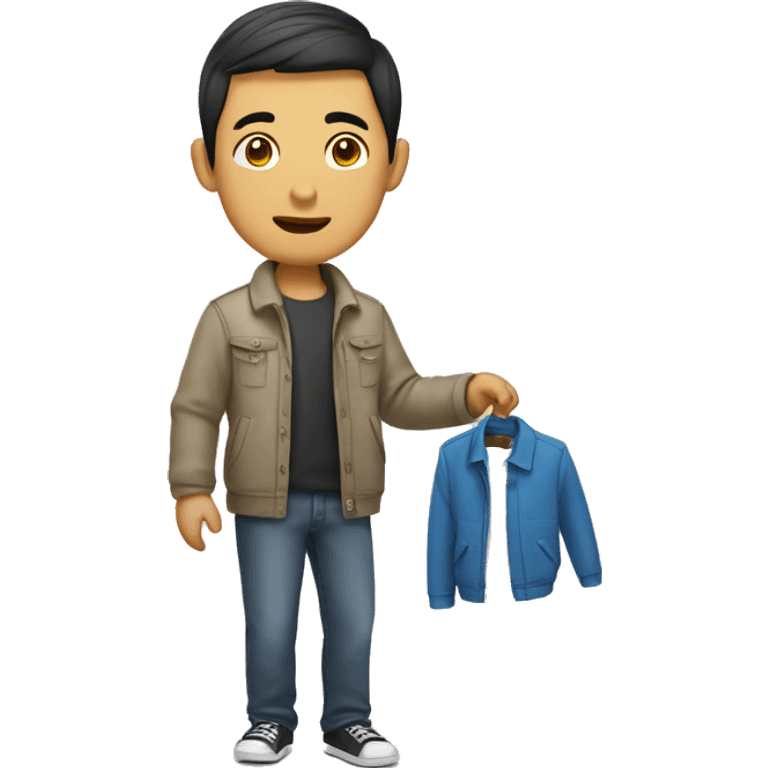 Asian man buying new clothes emoji