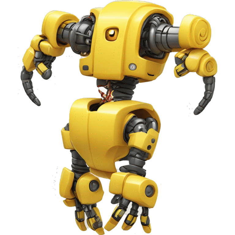 Flexing yellow robotic bicep and forearm with shocks and circuits emoji