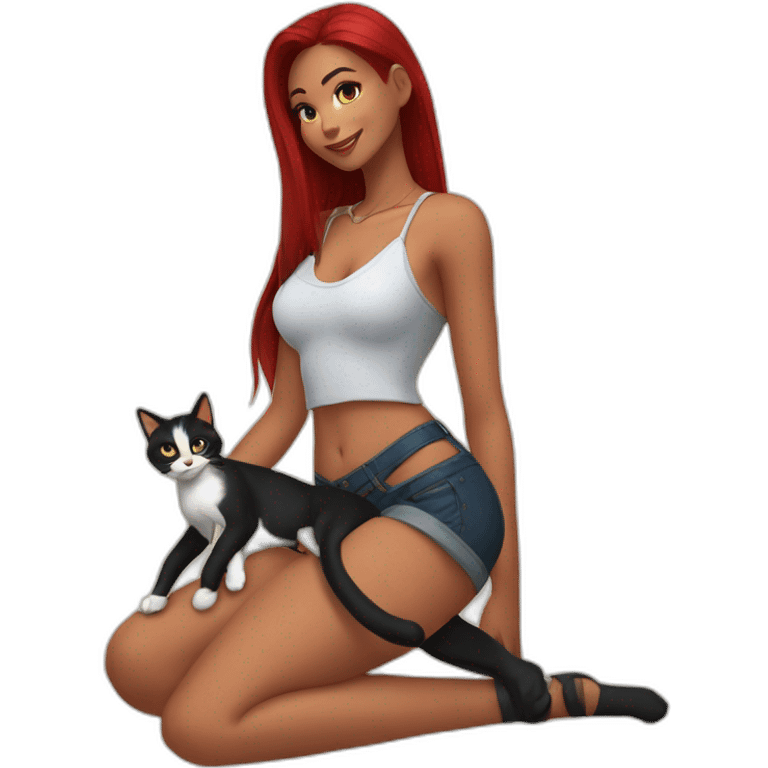 felena Katarina posing legs with cat emoji