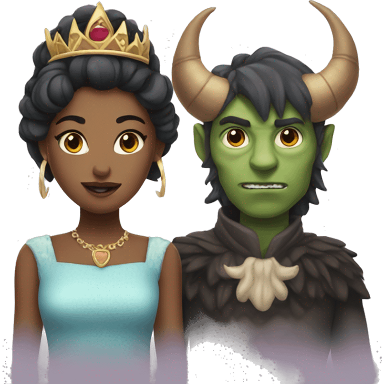 a princess and a monster with horns emoji