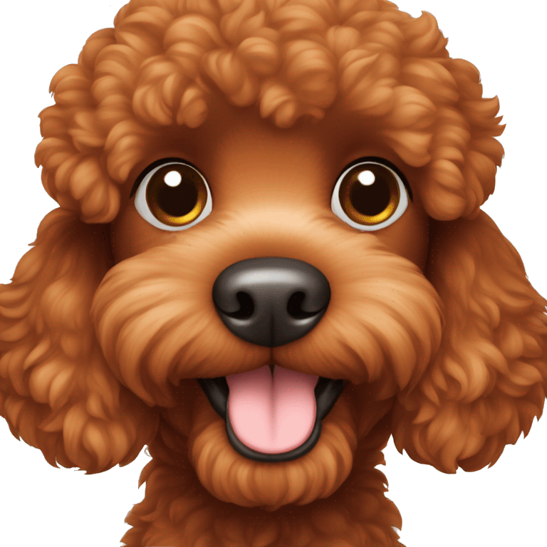 Small red brown poodle toy paw on face emoji