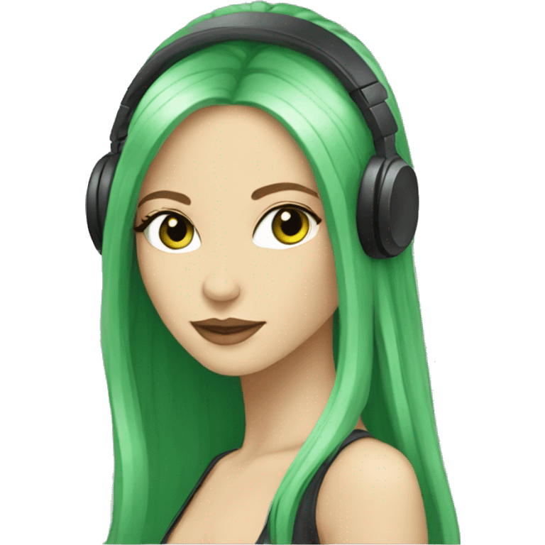 long green hair ukranian white skin female dj emoji