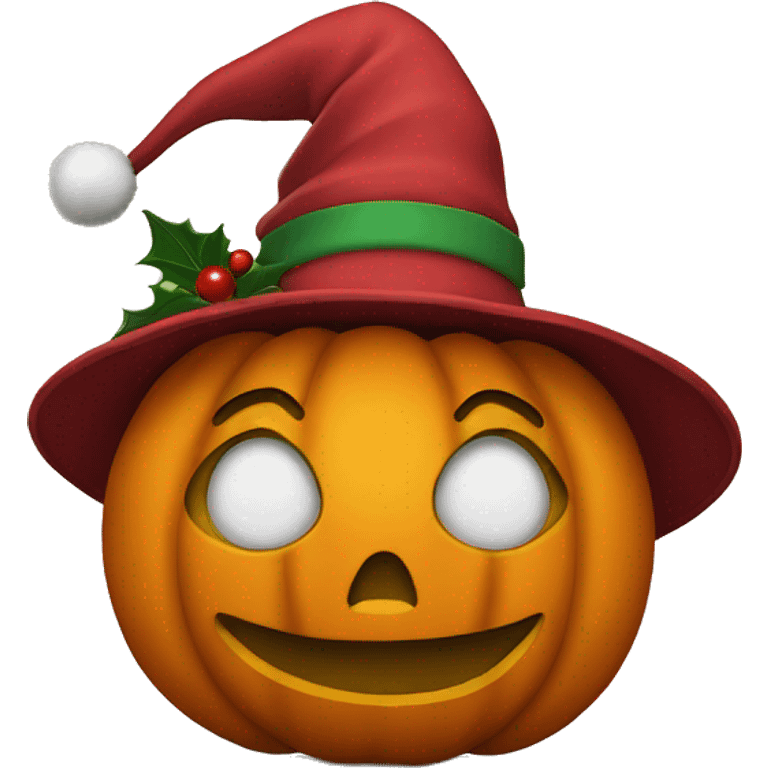 Pumpkin with Christmas hat emoji