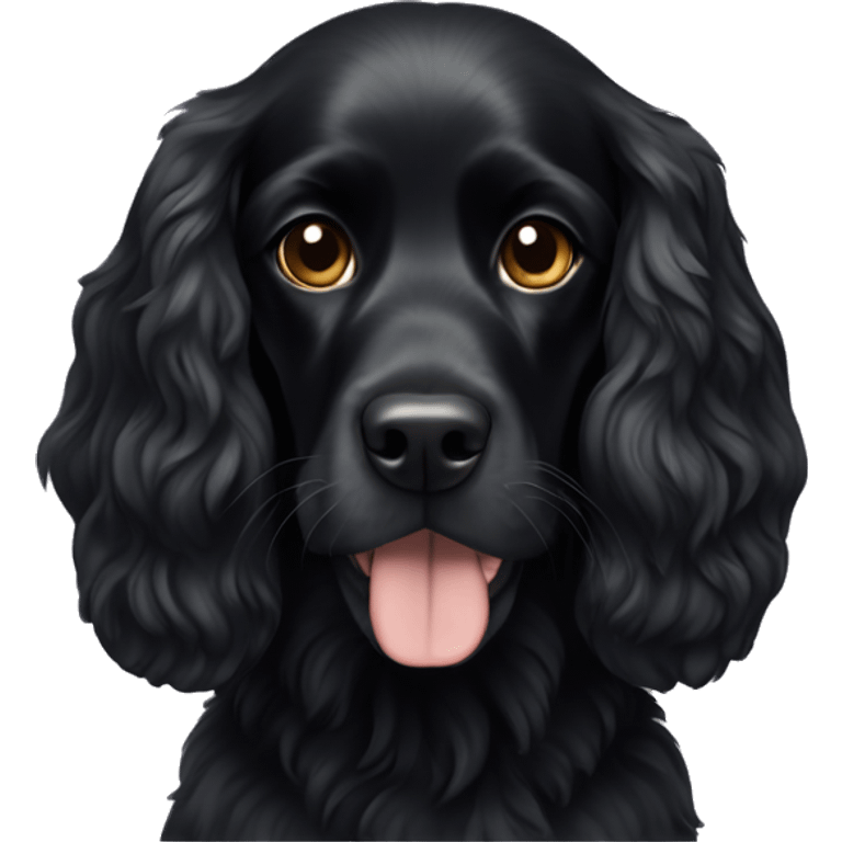 Dog total black spaniel in garland emoji