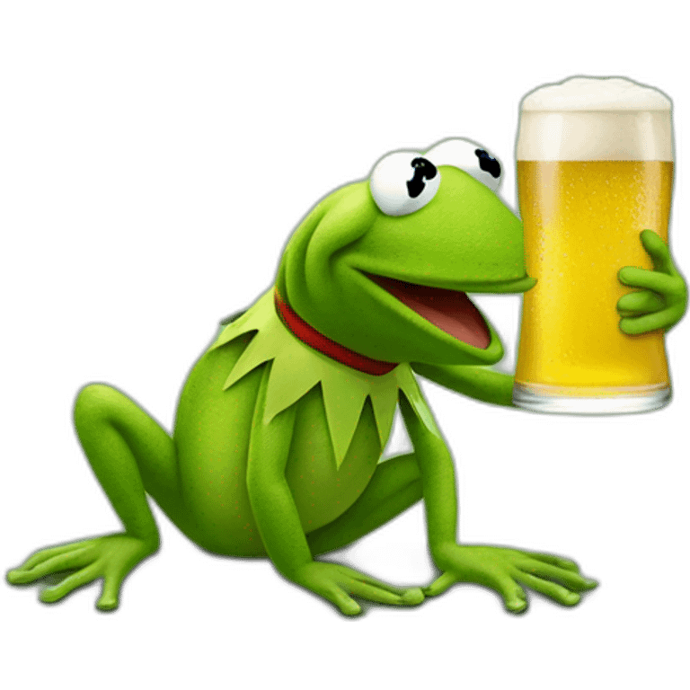 kermit the frog drinking beer emoji