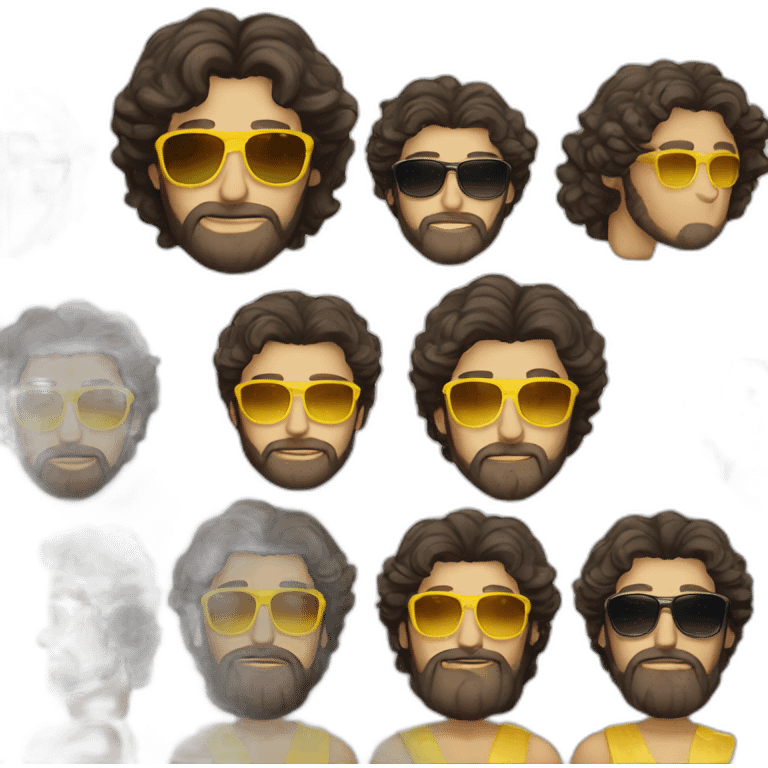 greek jesus with black curly hair and yellow sunglasses emoji