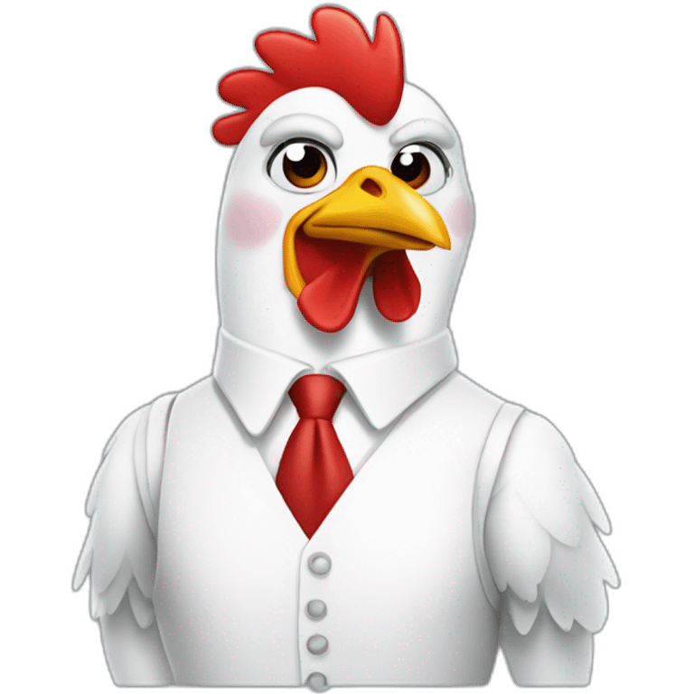 chicken wearing a white shirt with a red diagonal band emoji