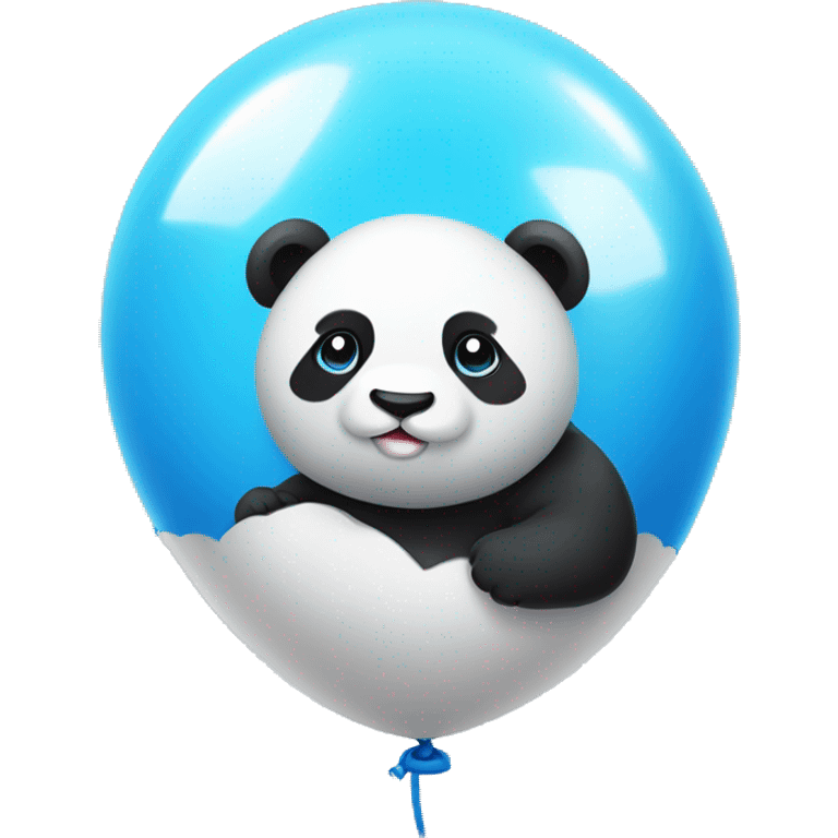 Balão formato de panda com a cor azul, bexiga com cordinha  emoji