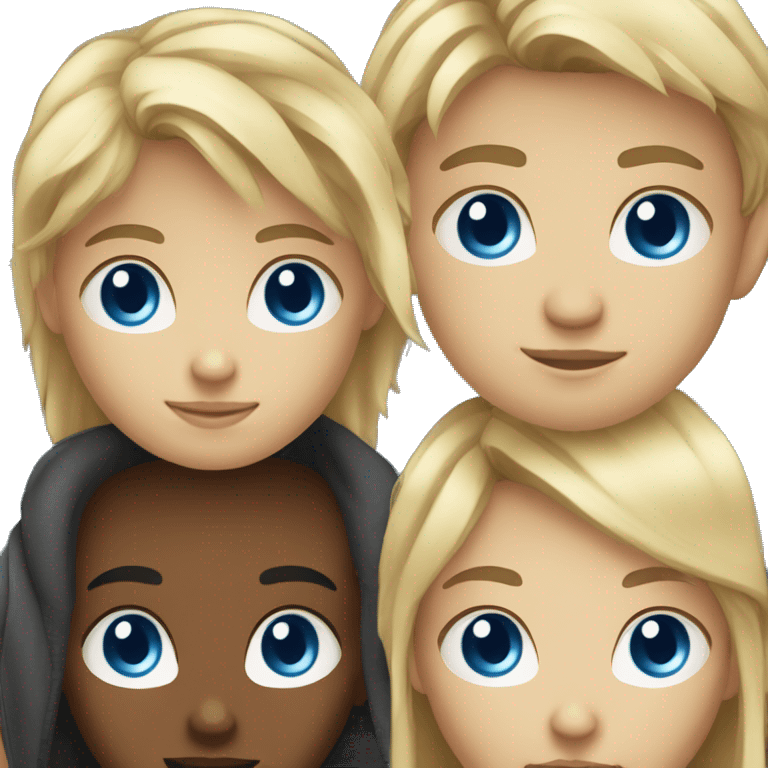 Blond girl brown eyes and blond boy blue eyes emoji