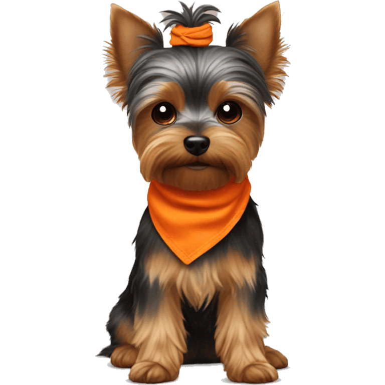 yorkie with an orange bandana around its neck emoji