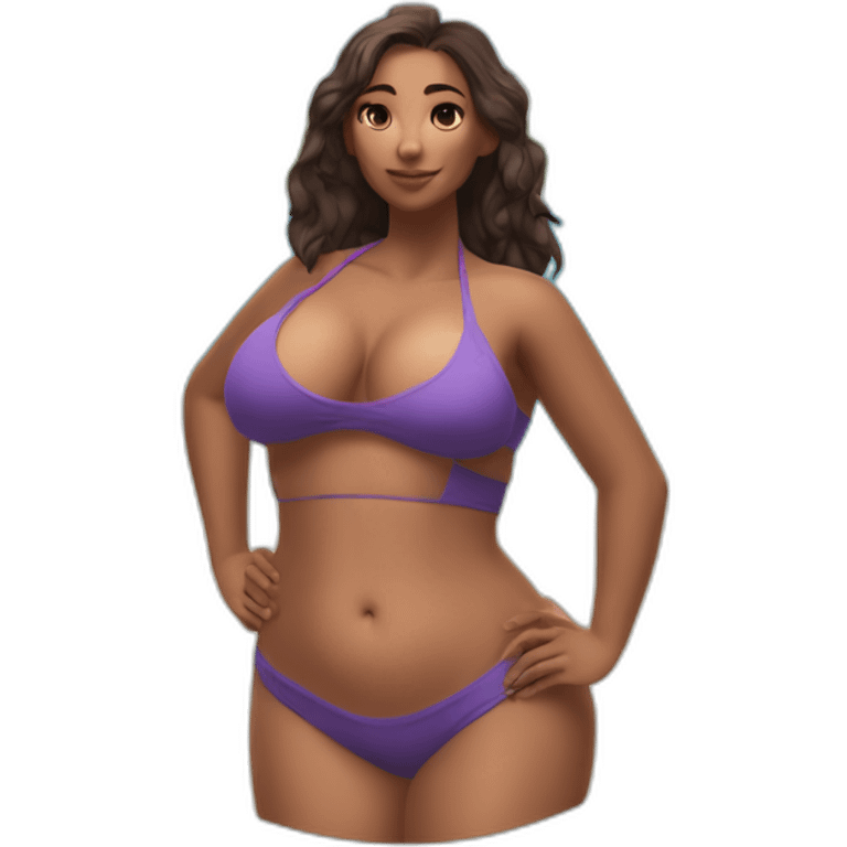 Slim-thicc Caucasian woman bikini hands on hips pose (beach body) emoji