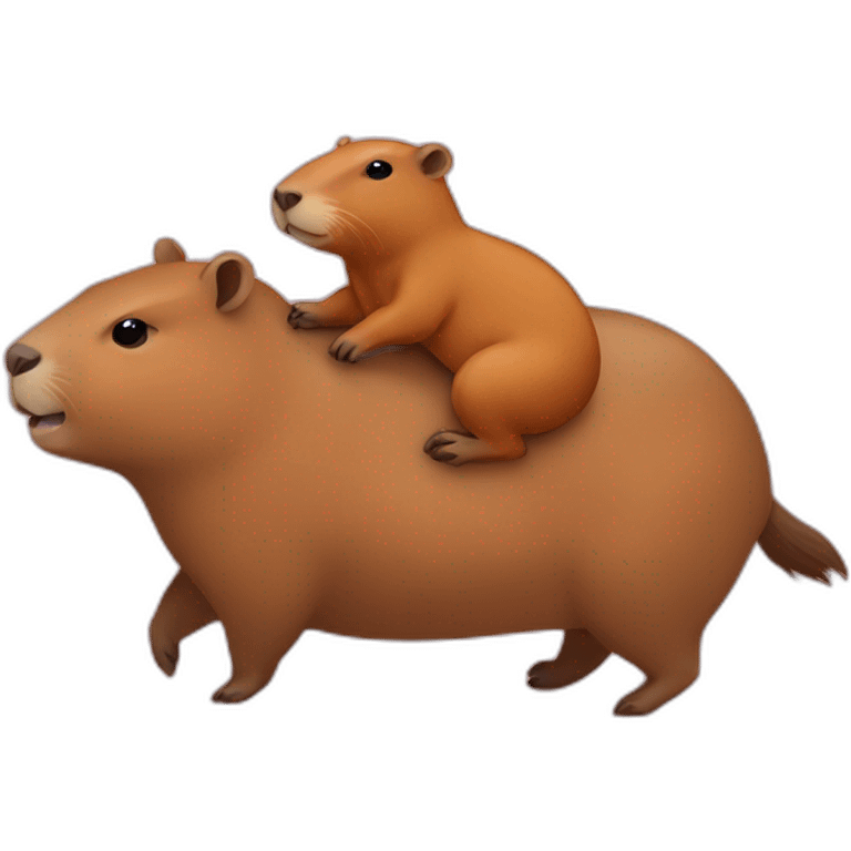 little capybara riding on capybara emoji