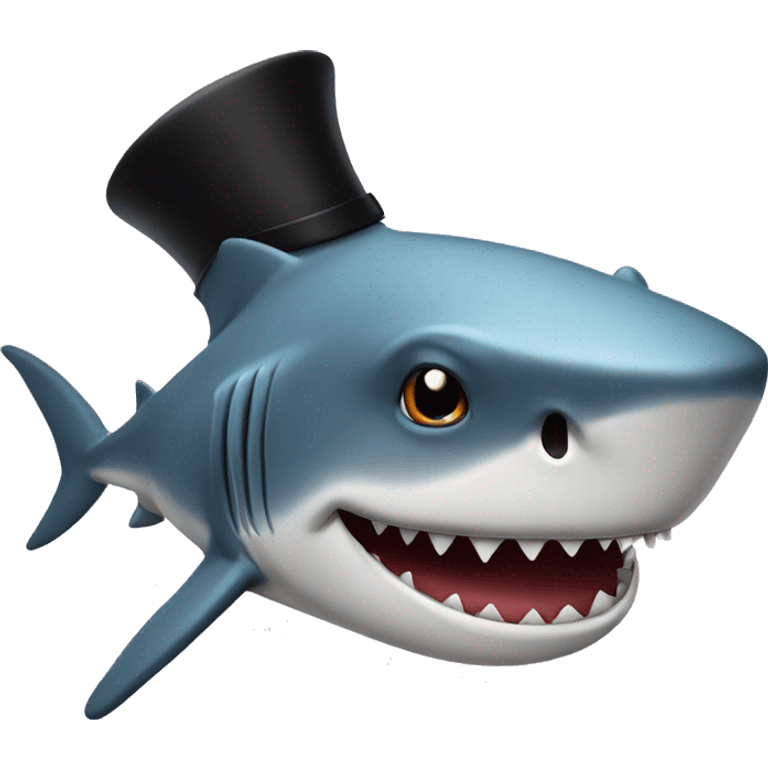 Shark with a top hat emoji