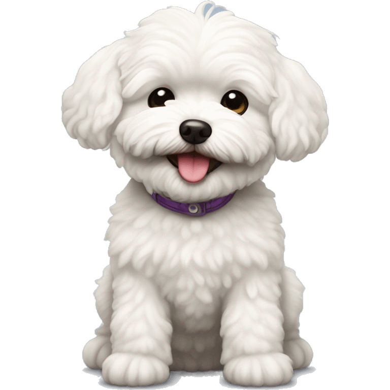 White dog Maltipoo wity smile  emoji