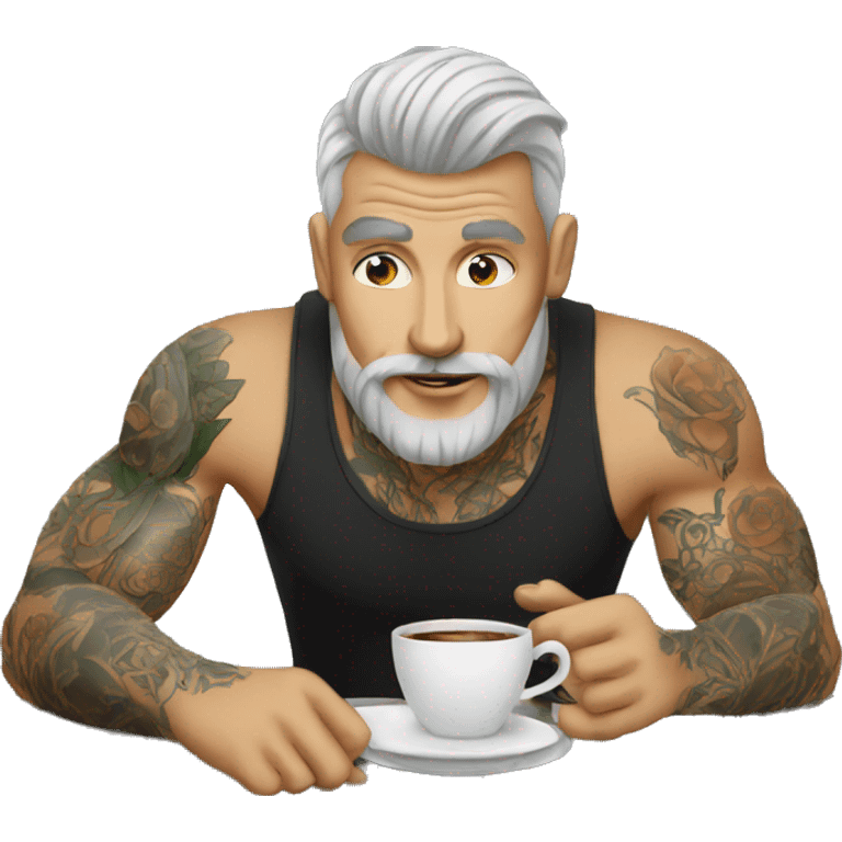 tattooed men drinking coffee emoji