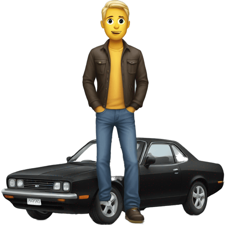 Man standing on car emoji