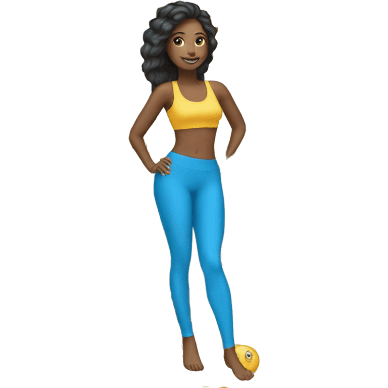 Beautiful woman blue legging  emoji