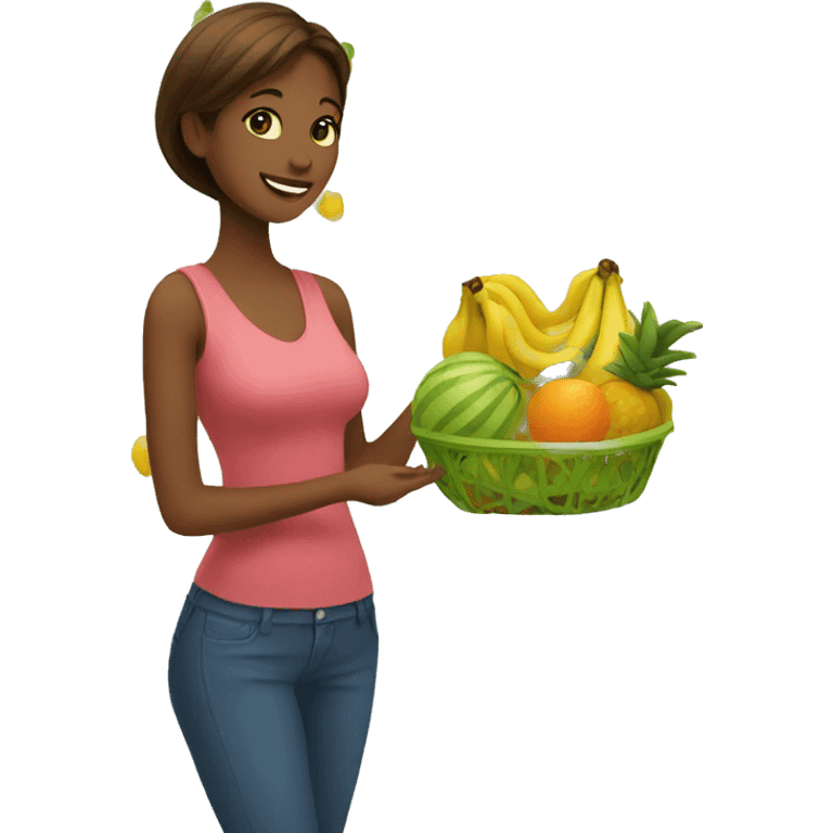 women buying fruit emoji