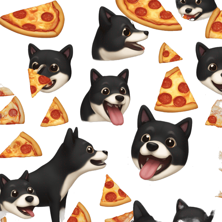 Black shiba inu eating pizza emoji