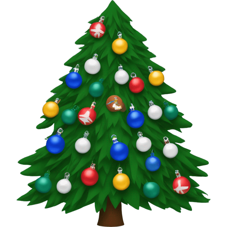 Christmas tree with Buffalo Bills decorations emoji